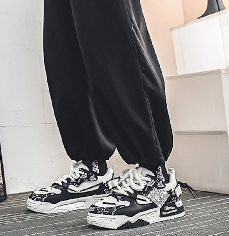 画像4: Men's Chunky Paisley Leather Lace-up Sneakers　 ユニセックス男女兼用 レザー厚底プラットフォームペイズリーレースアップスニーカー (4)