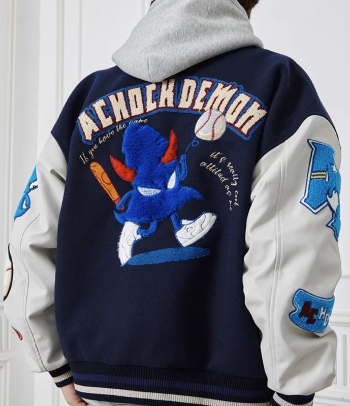 画像5: Unisex Achock Baseball Embroidered Stadium Jumper Baseball Uniform jacket Blouson  jacket  ユニセックス 男女兼用Achockベースボール刺繍スタジアムジャンバー スタジャン MA-1 ボンバー ジャケット ブルゾン (5)