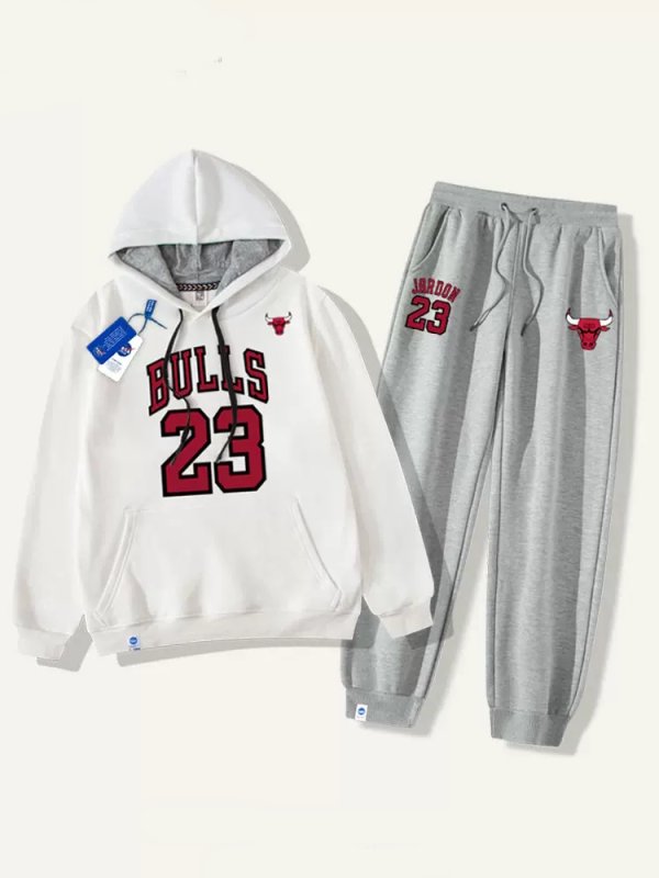 画像2: 24 Men& Women basketball team Bulls setup Hoodie and Pants Set  バスケットボールチームプリント セットアップユニセックス男女兼用スウェットフーディ&パンツセット ブルズ  (2)