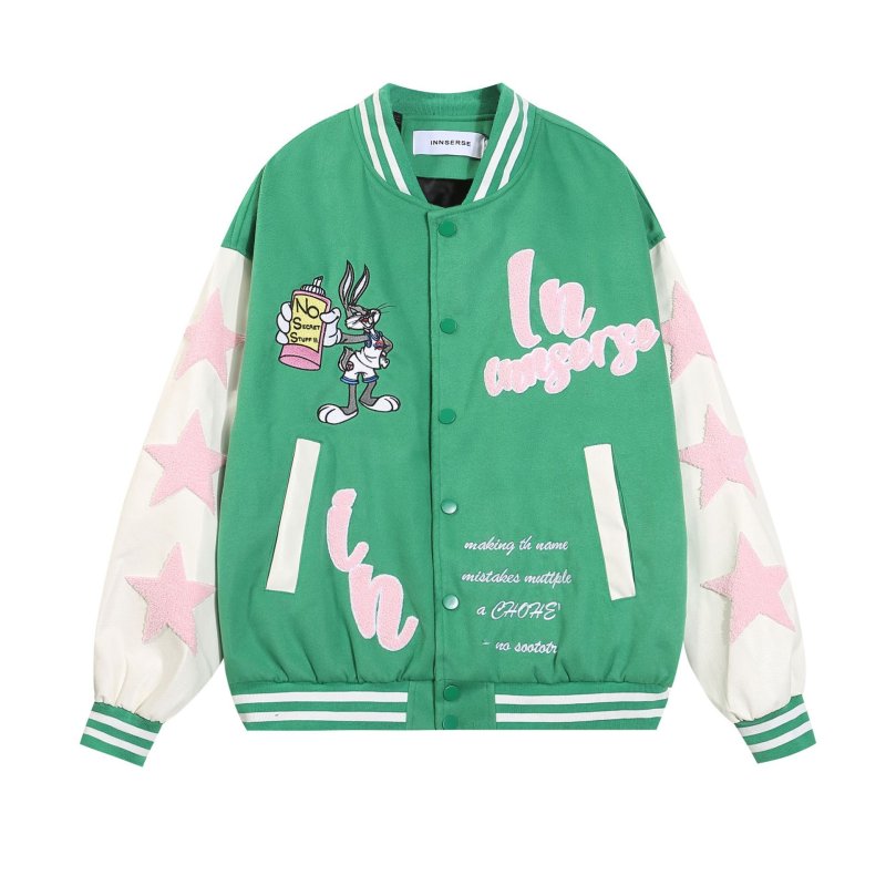 画像4: Unisex Bugs Bunny Embroidery Stadium Jumper Baseball Uniform jacket Blouson  jacket  ユニセックス 男女兼用バッグス・バニー刺繍スタジアムジャンバー スタジャン MA-1 ボンバー ジャケット ブルゾン (4)