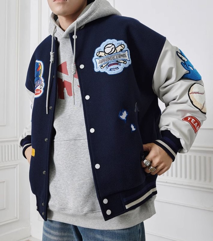 画像4: Unisex Achock Baseball Embroidered Stadium Jumper Baseball Uniform jacket Blouson  jacket  ユニセックス 男女兼用Achockベースボール刺繍スタジアムジャンバー スタジャン MA-1 ボンバー ジャケット ブルゾン (4)