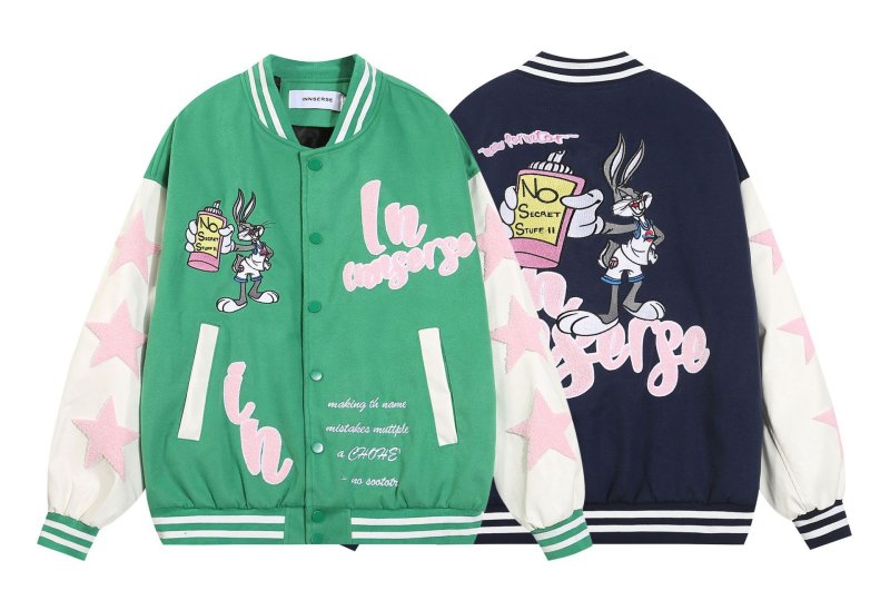 画像2: Unisex Bugs Bunny Embroidery Stadium Jumper Baseball Uniform jacket Blouson  jacket  ユニセックス 男女兼用バッグス・バニー刺繍スタジアムジャンバー スタジャン MA-1 ボンバー ジャケット ブルゾン (2)