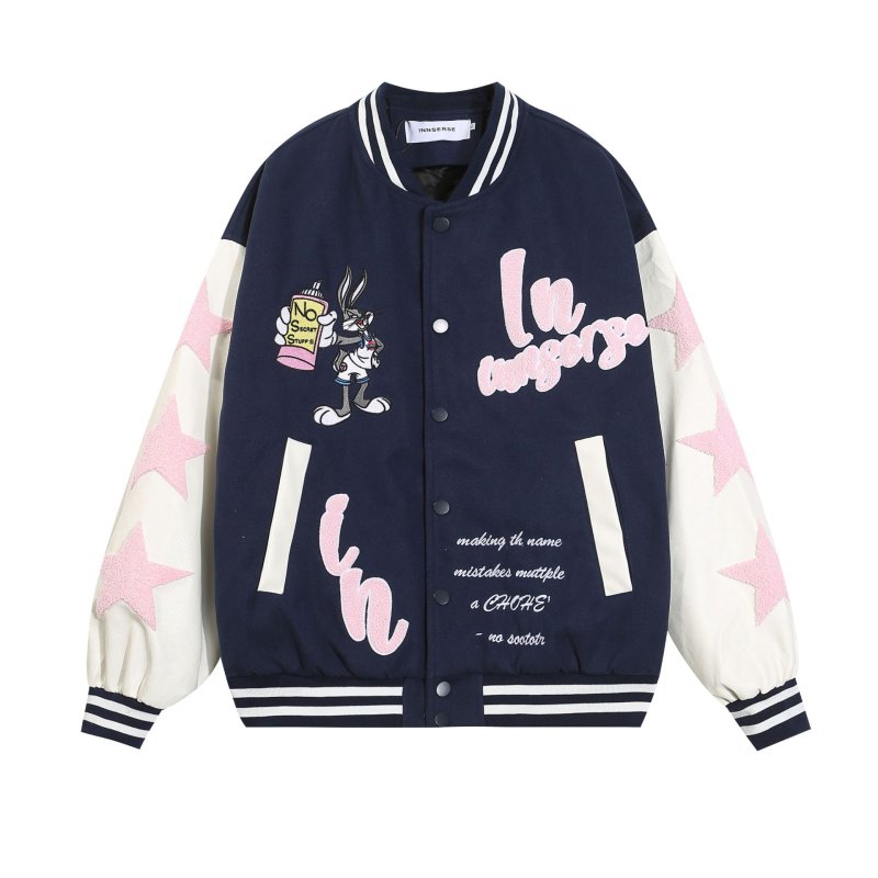 画像3: Unisex Bugs Bunny Embroidery Stadium Jumper Baseball Uniform jacket Blouson  jacket  ユニセックス 男女兼用バッグス・バニー刺繍スタジアムジャンバー スタジャン MA-1 ボンバー ジャケット ブルゾン (3)