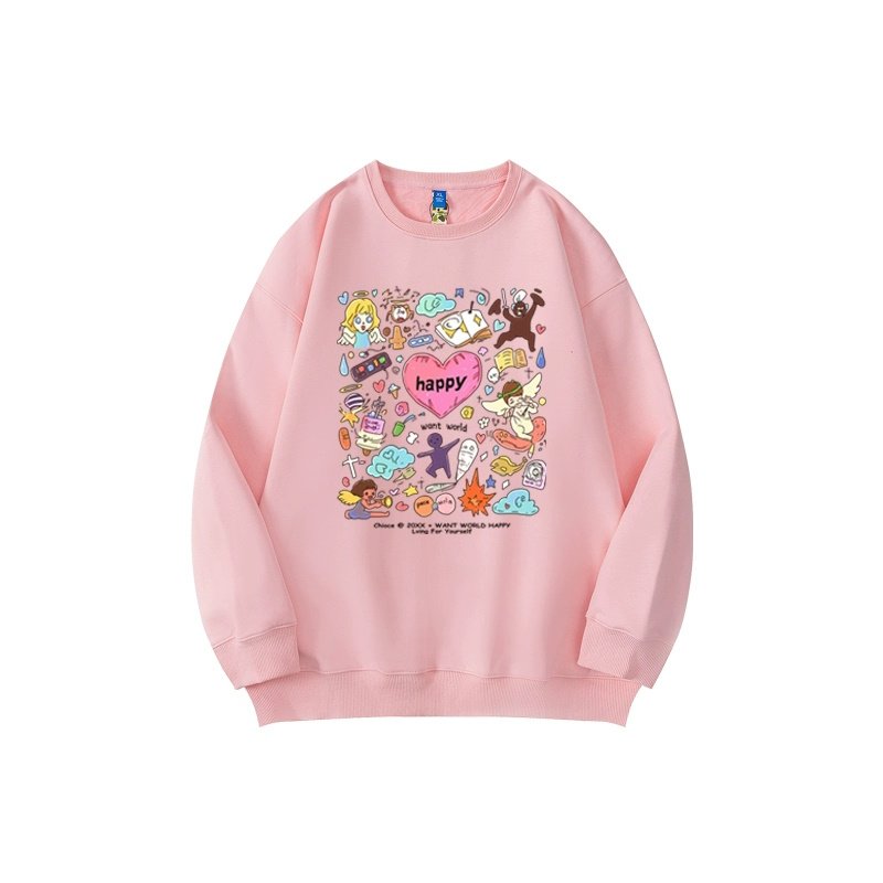画像3: Pop Happy graffiti print Long Sleeve pullover trainer ユニセックス 男女兼用ポップグラフィックプリントプルオーバートレーナー (3)
