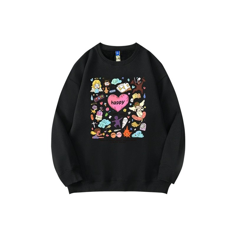 画像5: Pop Happy graffiti print Long Sleeve pullover trainer ユニセックス 男女兼用ポップグラフィックプリントプルオーバートレーナー (5)