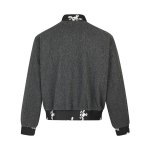 画像4: MADEEXTREME jacquard high-density wool texture retro stitching short zipper jacket flight jacket blouson ユニセックス 男女兼用 ジャカードウール テクスチャージッパージャンパー スタジャン ブルゾン (4)