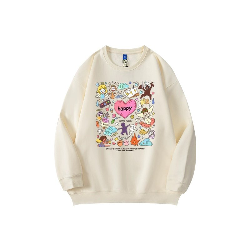 画像2: Pop Happy graffiti print Long Sleeve pullover trainer ユニセックス 男女兼用ポップグラフィックプリントプルオーバートレーナー (2)