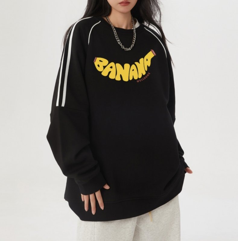 画像2: Banana alphabet logo print oversized long sleeve sweatshirt  ユニセックス 男女兼用バナナアルファベットロゴプリントオーバーサイズスウェットシャツ   トレーナー  (2)