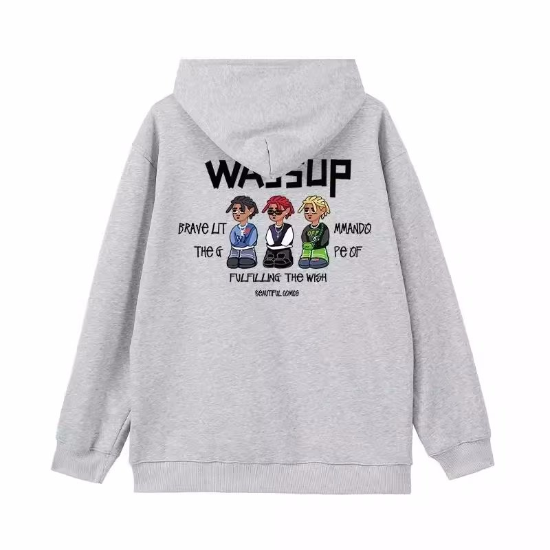 画像5: WASSUP Hip Hop Boy Print Hoodie  ユニセックス 男女兼用 WASSUPヒップホップボーイプリント フーデパーカー (5)