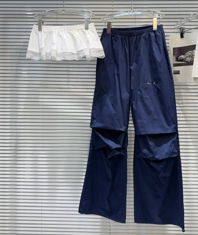 画像4: Parachute pants with lace mini skirt trousers 男女兼用 ユニセックス レースミニスカート付きパラシュートパンツスカッツ (4)