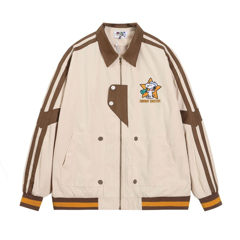 画像2: 3 MODE SISTER Vintage Snoopy corduroy embroidery jacket embroidery baseball uniform jacket blouson ユニセックス 男女兼用 ヴィンテージ 古着風 スヌーピー コーデュロイ 刺繍 ジャケット スタジアムジャンパー スタジャン ジャケットブルゾン (2)