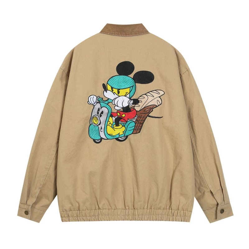 画像1: Mickey Mouse Vintage Flex Utility Trucker Jacket ユニセックス 男女兼用 ミッキー ミッキーマウス アメリカン ストリート ヴィンテージトレンディ ジャケット刺繍 レトロトップス (1)
