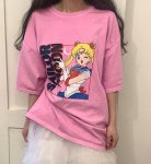 画像5: Pretty Guardian Sailor Moon Print Oversized cartoon print short-sleeved T-shirt   セーラームーンアニメプリントオーバーサイズ半袖 Tシャツ (5)