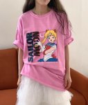 画像3: Pretty Guardian Sailor Moon Print Oversized cartoon print short-sleeved T-shirt   セーラームーンアニメプリントオーバーサイズ半袖 Tシャツ (3)