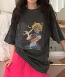 画像4: Pretty Guardian Sailor Moon Print Oversized cartoon print short-sleeved T-shirt   セーラームーンアニメプリントオーバーサイズ半袖 Tシャツ (4)