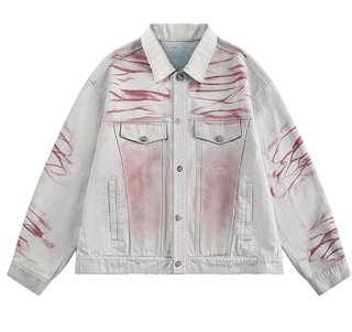 Street graffiti washed denim jacket G Jacket ユニセックス