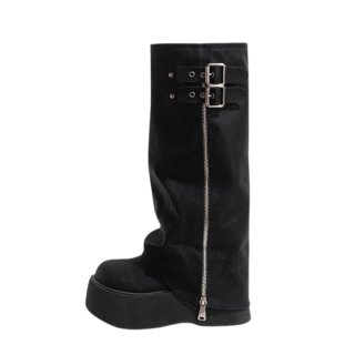 Shark Lock Split Long Boots wedge boots シャークロック