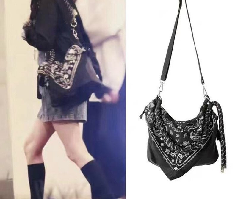 画像3: Bandana Paisley Crossbody Tote Shoulder Rope Bag ペイズリーバンダナ柄トートショルダークロスボディロープバッグ (3)