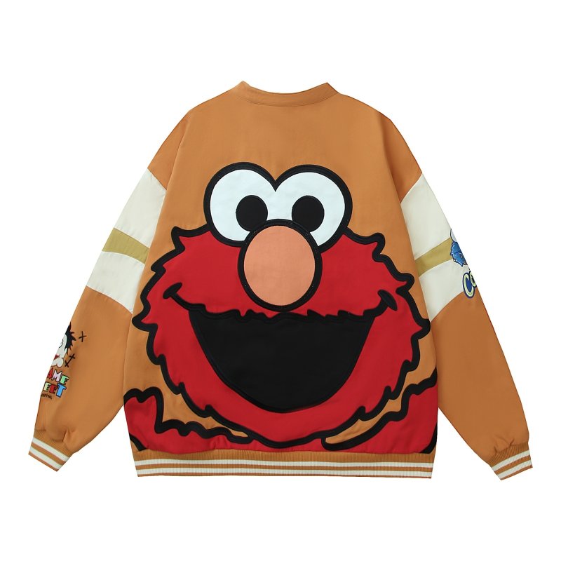 画像2: Sesame street baseball uniform jumper jacket blouson ユニセックス 男女兼用 セサミーストリート スタジアムジャンパー スタジャン MA-1 ボンバー ジャケット ブルゾン (2)