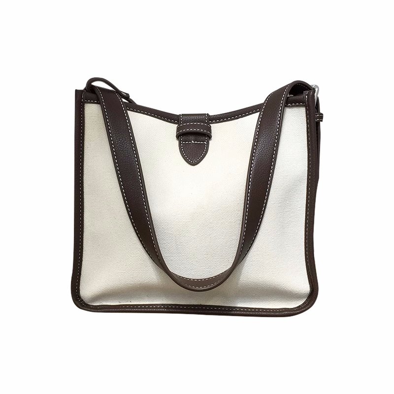 画像3: Square Canvas Contrast Color Portable Tote Shoulder Bag スクウェアキャンバスコントラストカラーポータブルトートショルダーバッグ (3)