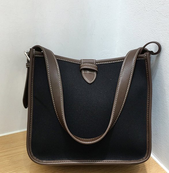 画像11: Square Canvas Contrast Color Portable Tote Shoulder Bag スクウェアキャンバスコントラストカラーポータブルトートショルダーバッグ (11)