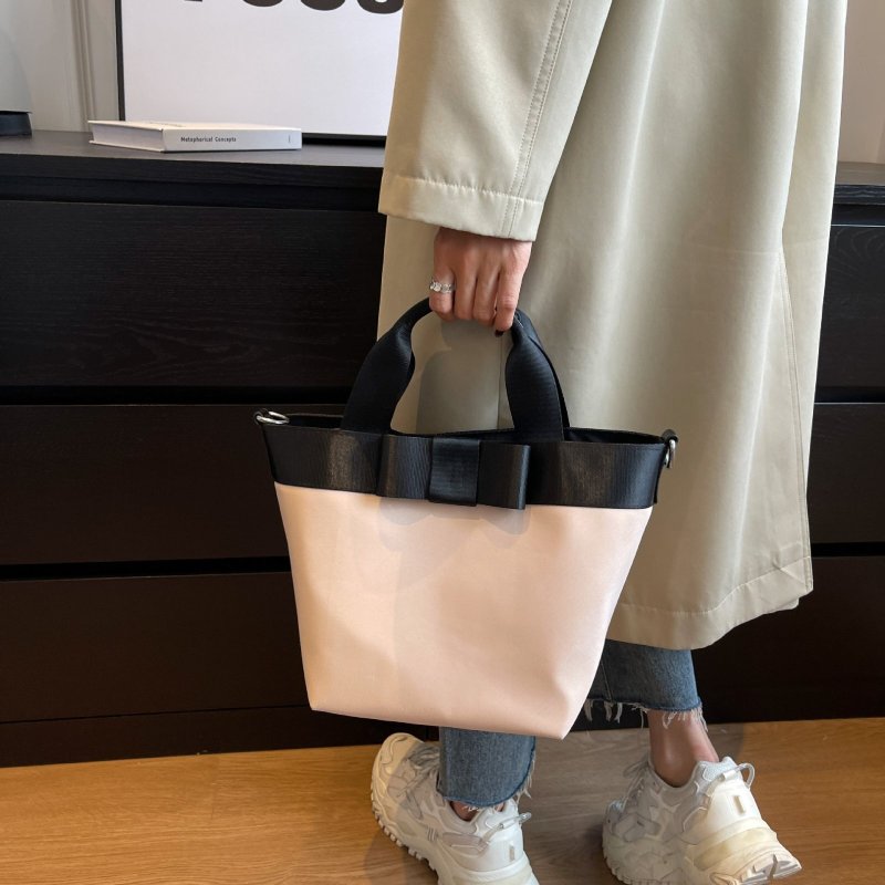 画像12: Color matching ribbon tote shoulder crossbody bag カラーマッチングリボンボウ付きトートショルダークロスボディーバッグ　エコショッピング (12)