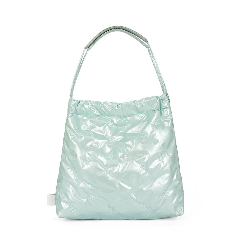 画像4: Logo Embroidery Soft Square Drawstring Tote Shoulder Crossbody Bag　 ロゴ刺繍ダウン 巾着バケットトートショルダークロスボディバッグ　 (4)