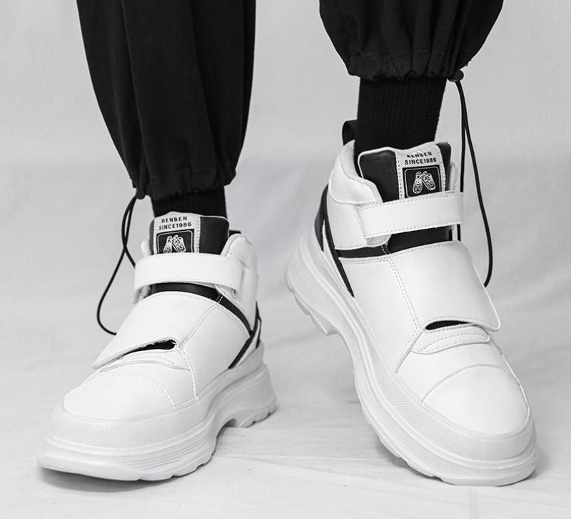 画像7: Men's Chunky platform leather high-top sneakers ユニセックス男女兼用 レザー厚底プラットフォームハイカットスニーカー (7)