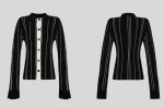 画像2: Contrast striped polo collar long sleeve sweater niche slim short cardigan Knit  男女兼用ユニセックスコントラストストライプポロカラー長袖セータースリムショートカーディガン (2)