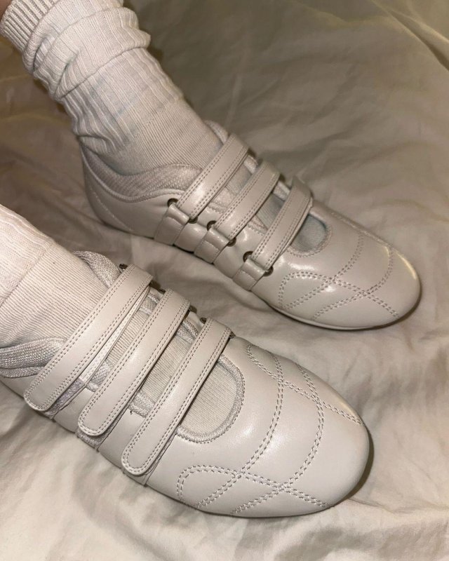 画像5: Quilted Velcro Flat Pumps Sneakers Ballerina Shoes 　キルティングベルクロフラットパンプススニーカーバレリーナシューズ (5)