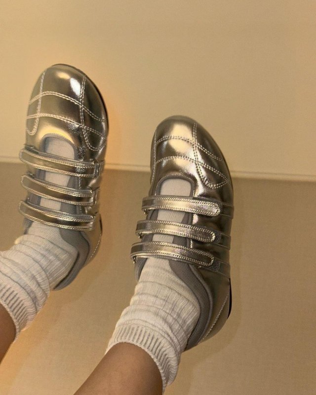 画像7: Quilted Velcro Flat Pumps Sneakers Ballerina Shoes 　キルティングベルクロフラットパンプススニーカーバレリーナシューズ (7)