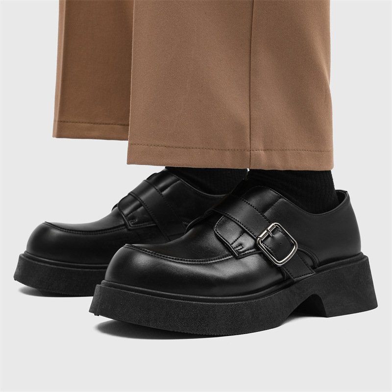 画像4: Mens Thick-soled leather derby shoes slip-ons レザー メンズ 男女兼用 イギリス調 ブリティッシュ 厚底ダービー  シューズスリッポン (4)