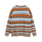 画像3: Old Mickey Mouse striped round neck sweater pullover  Knit　オールドミッキーマウスプリントボーダーラウンドネック長袖セーターニット (3)