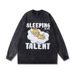 画像2: Vintage TOM & JERRY SLEEPING is my TALENT cartoon anime hoodie ヴィンテージ加工 オーバーサイズ ユニセックス 男女兼用 トムとジェリー プリント  パーカー (2)