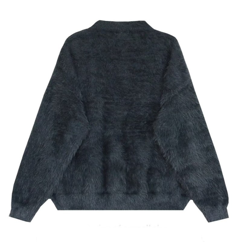 画像2: Star embroidery V neck mohair cardigan star ユニセックス男女兼用 スター刺繍Vネックモヘアカーディガンセーター (2)