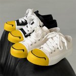 画像4: Unisex Smile face canvas lace-up platform sneakers　ユニセックス 男女兼用スマイルフェイス キャンバスレースアップ厚底プラットフォーム  スニーカー (4)