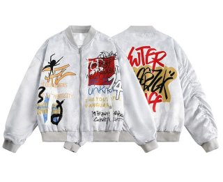 hip hop graphic zip up fleece jacket blouson ユニセックス 男女兼用 