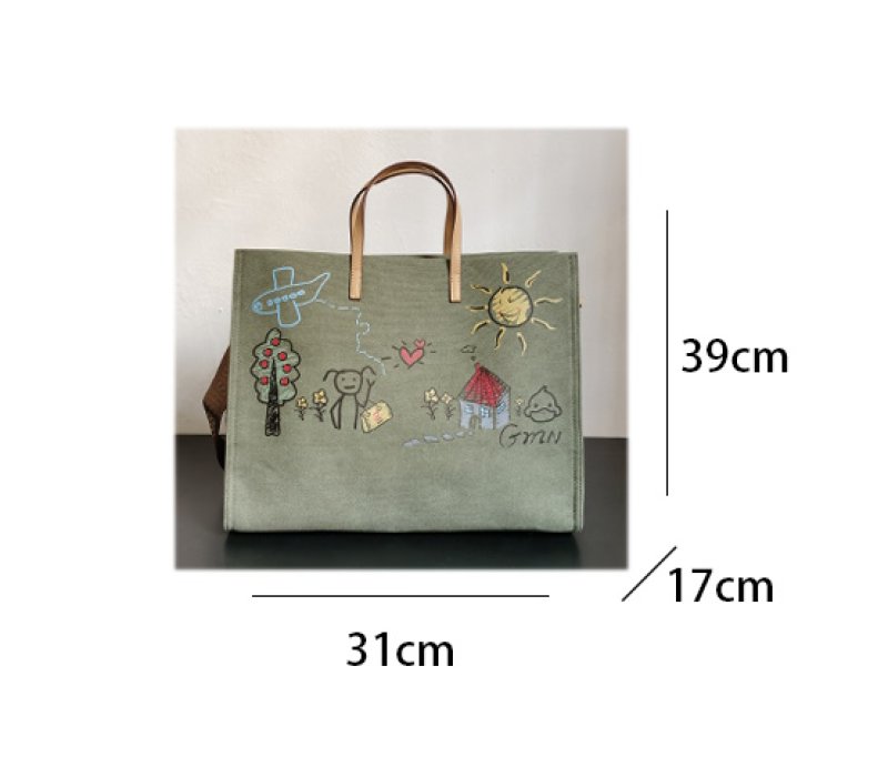 画像3: Graffiti Large Capacity Canvas Tote Shoulder Crossbody Bag　グラフィック落書きペイントキャンバストート ショルダークロスボディバッグ　 (3)