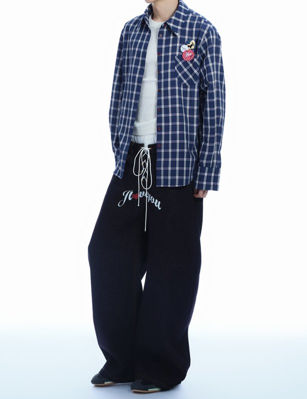 画像5: Hot Girl Wash Love Print Strap Jeans pants  男女兼用 ユニセックス ホットガールウォッシュラブプリントストラップジーンズデニム パンツ (5)