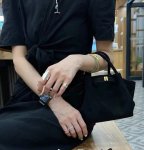 画像9: Belt Buckle Matte Suede Leather Tote Shoulder Bag　ベルトバックルマットスエードレザートート ショルダーバッグ　 (9)