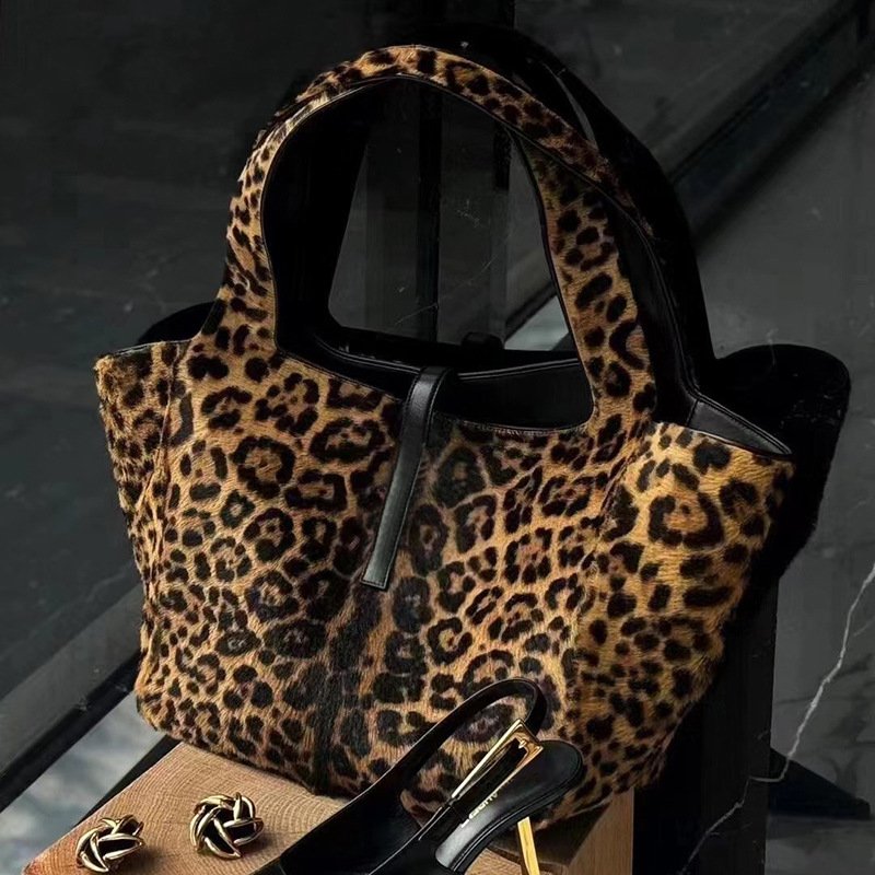 画像5: Leopard print pony tote shoulder bag　ユニセックス男女兼用レオパードハラコトートショルダーバッグ (5)