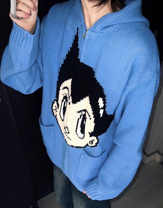 画像3: Astro Boy zip-up hoodie sweater knit　ユニセックス男女兼用 鉄腕アトム アストロボーイアトムジップアップフーディセーターニット (3)