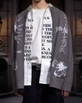 画像8: Zip-up hip-hop graphic print sweater knit　ユニセックス男女兼用 長袖ジップアップヒップホップグラフィックプリントカーディガン セーターニット (8)