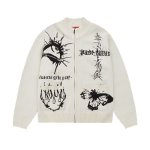 画像2: Zip-up hip-hop graphic print sweater knit　ユニセックス男女兼用 長袖ジップアップヒップホップグラフィックプリントカーディガン セーターニット (2)