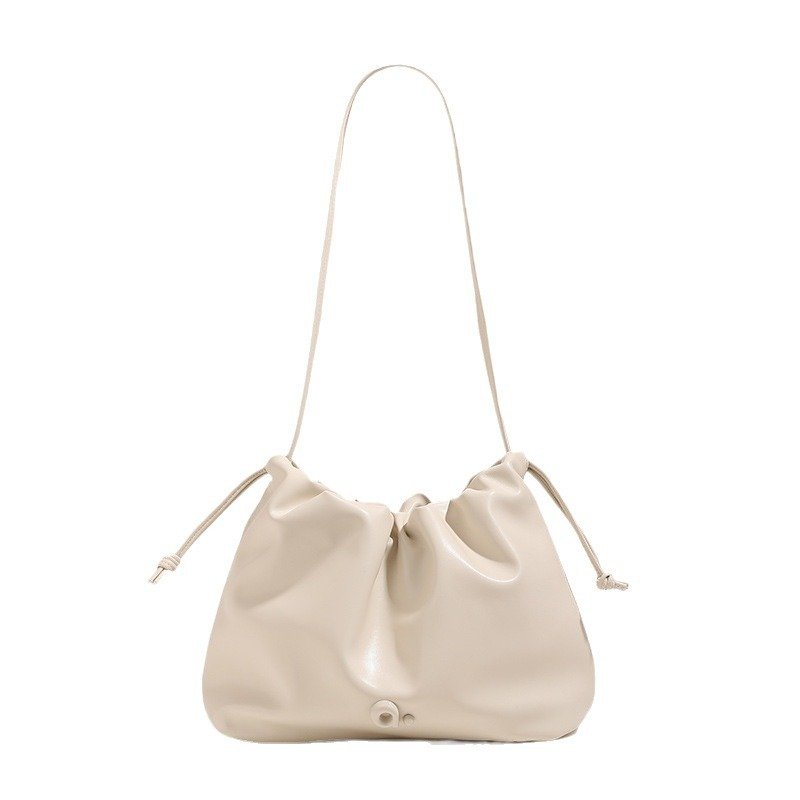 画像1: Soft Leather Drawstring Bucket Tote Shoulder Crossbody Bag　ソフトレザー巾着バケットトートショルダークロスボディバッグバッグ (1)