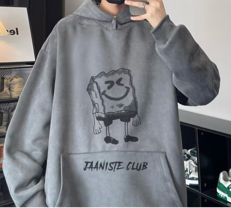 画像5: Spongebob Print Hoodie Sweatshirt ユニセックス男女兼用 スポンジボブプリント 長袖フーディスウェット (5)