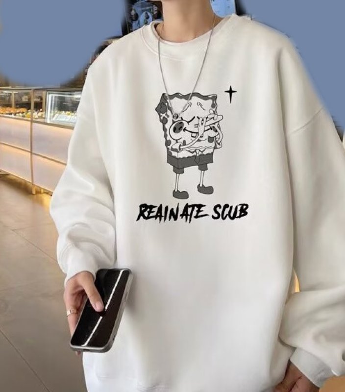 画像5: SALE セール Spongebob Print Round Neck Sweatshir ユニセックス男女兼用 スポンジボブプリント 長袖スウェットトレーナー (5)