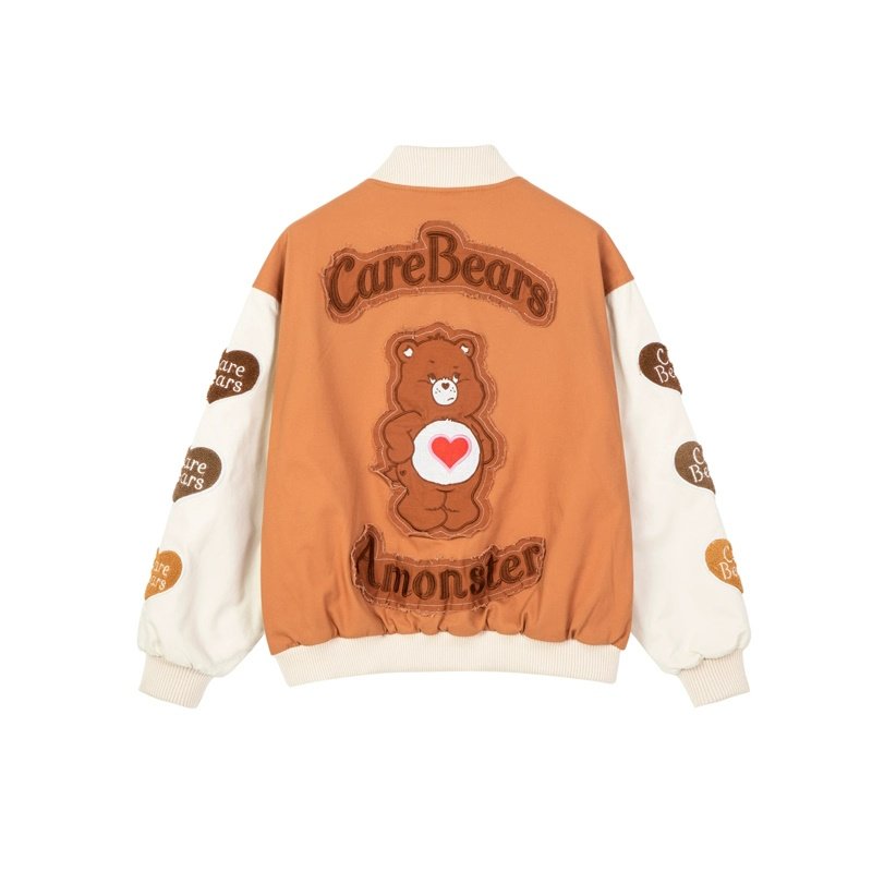 画像5: Care bear embroidery Varsity Stadium jacket  baseball uniform blouson オーバーサイズ ユニセッ クス男女兼用 ケアベア 熊刺繡 スタジャン ジャンパー ジャケット ブルゾン (5)