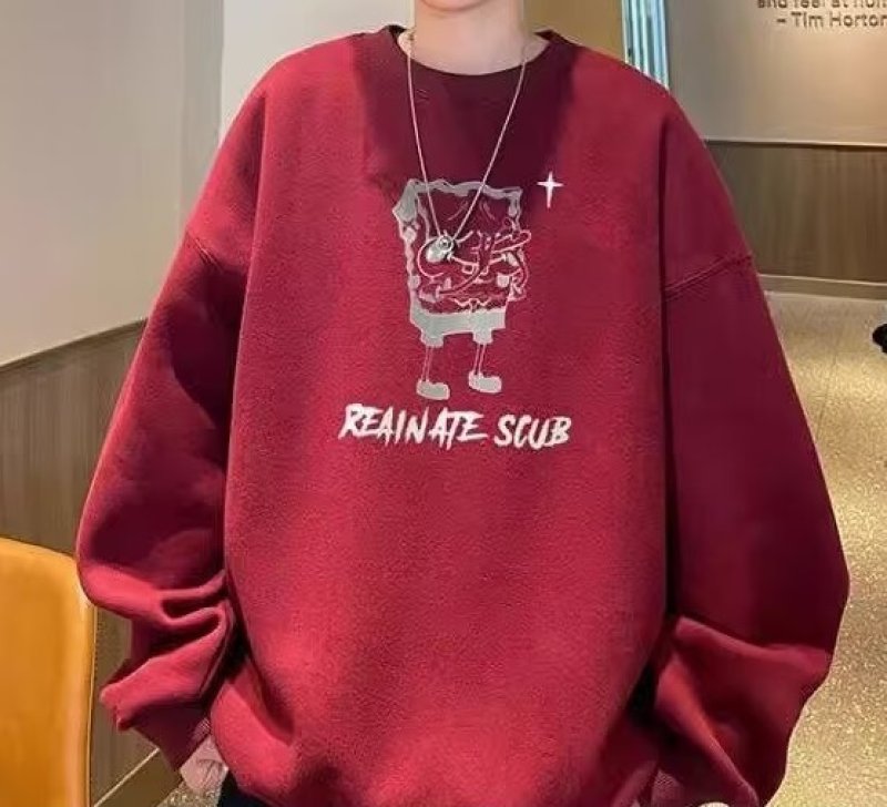 画像7: SALE セール Spongebob Print Round Neck Sweatshir ユニセックス男女兼用 スポンジボブプリント 長袖スウェットトレーナー (7)