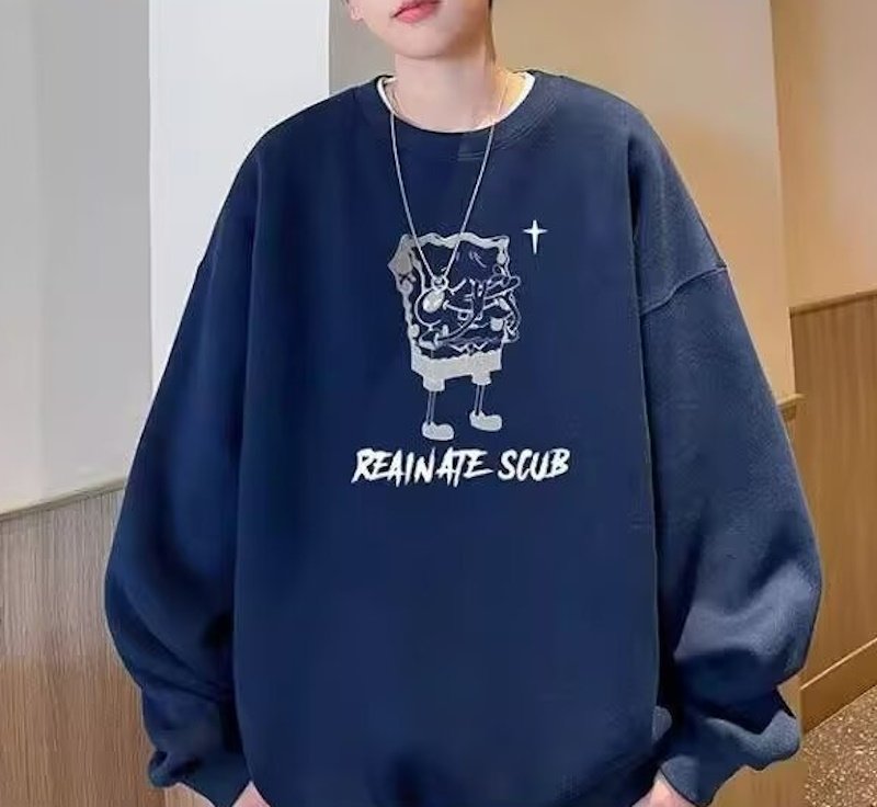 画像6: SALE セール Spongebob Print Round Neck Sweatshir ユニセックス男女兼用 スポンジボブプリント 長袖スウェットトレーナー (6)